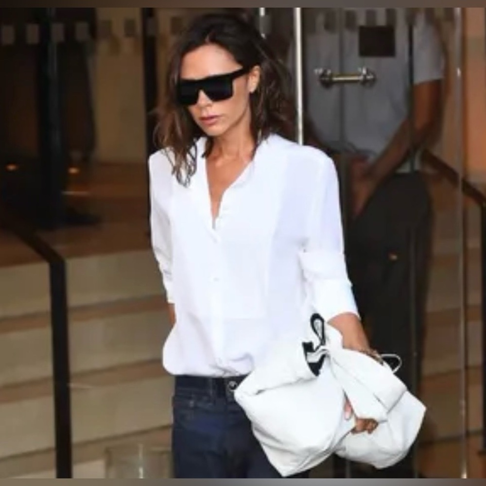 Bright white tuxedo shirt size medium. Quiet luxury. Zara